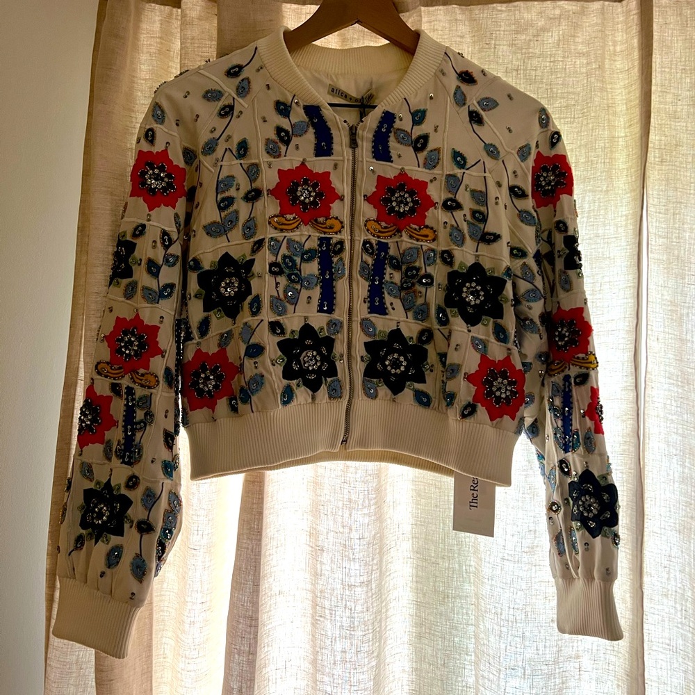 Alice + Olivia Silk Floral Print Evening Jacket